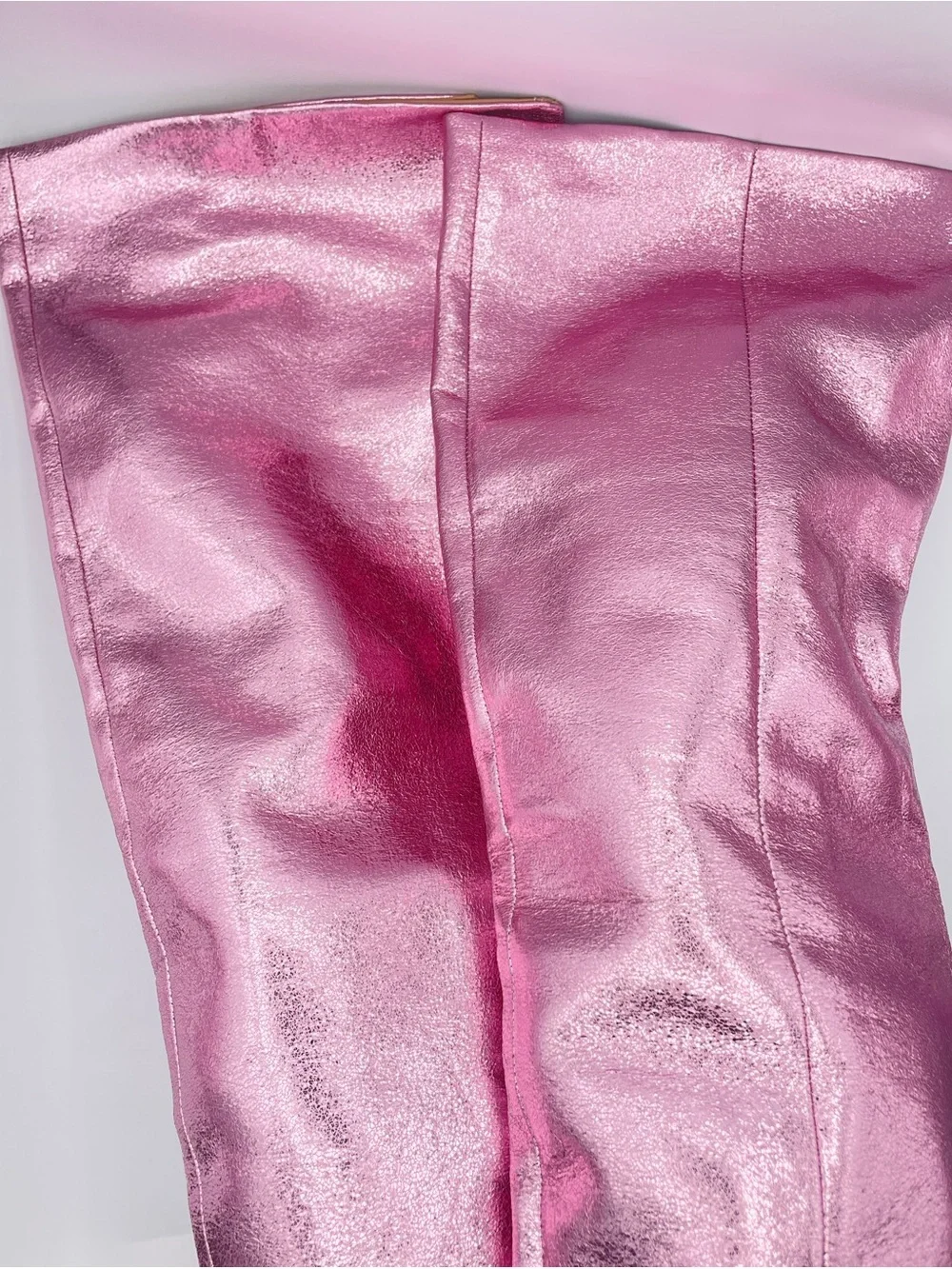 BRIAN ATWOOD x EXPRESS Metallic Pink Over the Knee Boots Size 7 NWT